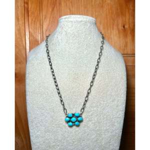 Kingman Turquoise & Sterling Silver Necklace Navajo-<b>Crafted</b> Cultural Collectible Jewelry One-of-a-Kind Piece - Product Image 3