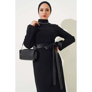 ชุดเดรสหนังสีดำพร้อมเข็มขัด - Product Image 4