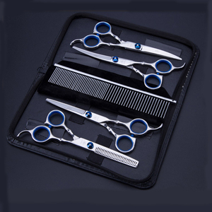 2025 vente chaude personnalisé couleurs assorties 5 pièces ciseaux ensemble de ciseaux de toilettage pour chiens de compagnie avec affûteur - Product Image 3