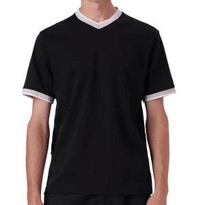 Camiseta ajustada con cuello en V para hombre, Camiseta básica lisa de manga corta - Product Image 2