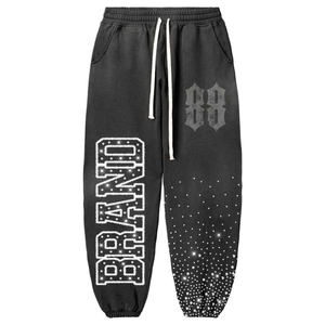 Pantalons de survêtement cargo larges et amples en coton avec strass, style streetwear personnalisé, avec cordon de serrage, écologiques et respirants - Product Image 3