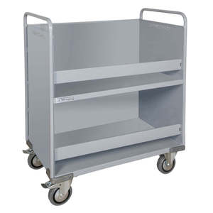 Chariot de classement à double niveau avec roulettes silencieuses à quatre roues et étagère intermédiaire inclinée - Product Image 2