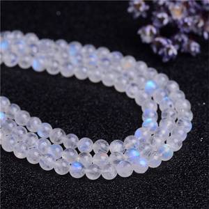 Cuentas de bolas de arcoíris de piedra lunar azul de alta calidad, cuentas de piedra Natural, collar de piedra lunar de arcoíris blanco de Fuego Azul de alta calidad - Product Image 4