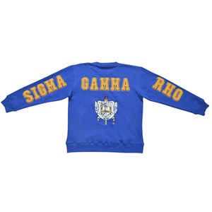 Sudadera Azul Chenille de la Hermandad Sigma Gamma Rho para Mujer, Diseño con Letras Griegas en la Espalda, Cuello Redondo, Sudadera Cómoda, Ropa Griega - Product Image 2