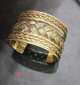 Brazaletes de latón plateado antiguo estilo bohemio hecho a mano joyería India boda accesorios de moda para disfraces artesanía BL-110324E - Product Image 1