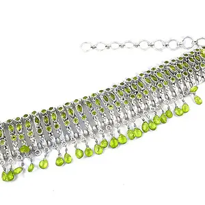 Collar Gargantilla con Colgante de Oro de 18K y Plata 925 con Peridoto para Mujer, Cadena de Eslabones Chapada en Oro para Boda - Product Image 3