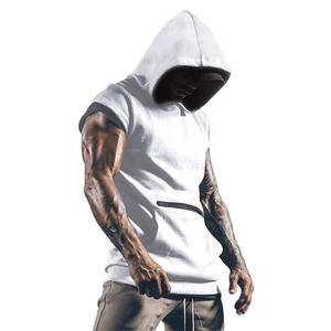 Haute qualité hommes été sans manches Gym Stringer débardeur personnalisé entraînement vêtements de sport capuche Polyester matériel Muscle en gros - Product Image 2