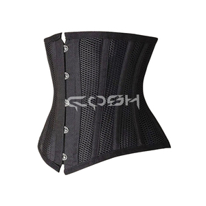 Ceinture Corset Amincissante Ajustée en Maille Noire Sous la Poitrine - Product Image 1