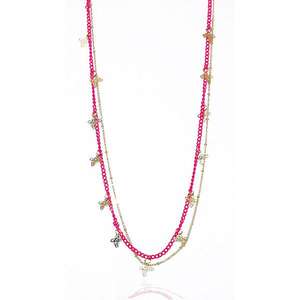 Urthn Trendy Collier double déclaration plaqué or Cuivre religieux inspiré du diamant pour anniversaire de fête religieuse-1104013 - Product Image 1