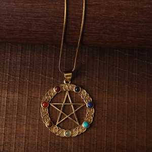 Fashionable <b>Pentagram</b> <b>Necklaces</b> Gothic Brass Pendant for Women 18k Gold Plated Boho Celestial Star Design for Wholesale/OEM/ODM - Product Image 2