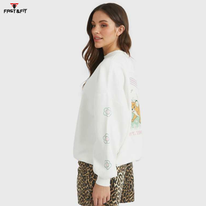 Sudadera con hombros descubiertos de nuevo estilo de alta calidad para mujer, sudadera de diseño Popular con logotipo personalizado para mujer - Product Image 2