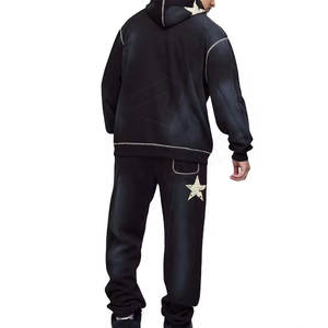 Chándales French Terry Hoodie Set Hombres en blanco Peso pesado Grueso Transpirable Algodón Chándales de gran tamaño para Unisex - Product Image 2