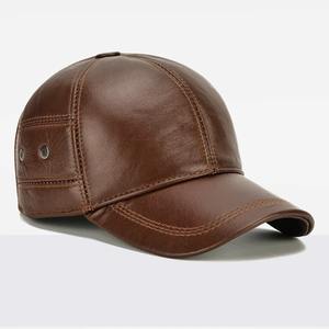 Casquette de baseball unisexe en cuir de vachette, nouveau style 2024, cuir véritable, haute qualité, quatre saisons, décontractée, protection des oreilles, réglable - Product Image 2