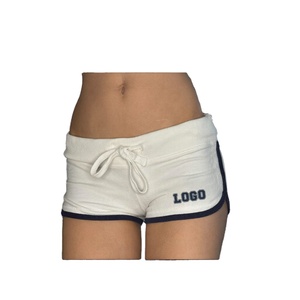 Shorts de sport OEM personnalisés avec logo, taille élastique à cordon, séchage rapide, en coton French Terry, taille basse, mini-short de fitness - Product Image 3