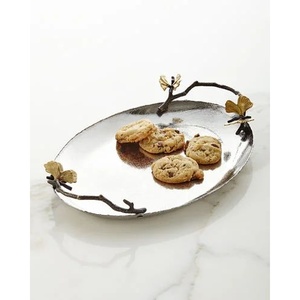 Bandeja DE SERVICIO DE METAL elegante y duradera de diseño lujoso Chapado en plata, perfecta para servir bebidas, aperitivos y Decoración elegante - Product Image 1