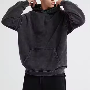 Sweat à capuche épais et lourd en coton 100% de haute qualité, coupe décontractée, délavé, avec impression sérigraphiée pour homme - Product Image 5