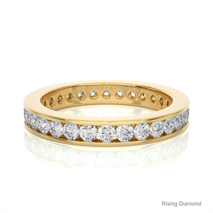 1.2 CTW Round Lab Grown Diamond Full Eternity <b>Set</b> in Yellow Gold Wedding Band Anniversary Gift <b>Rings</b> - Product Image 1
