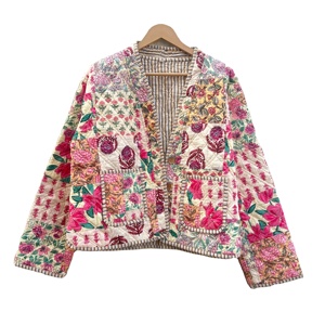 Veste matelassée respirante brodée Suzani ethnique tendance la plus vendue pour femme, 100 % coton, col montant, hiver - Product Image 1
