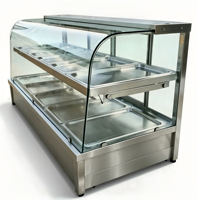BMS-5A 5-Pfannen 2-Ebenen Speisenwärmer mit Schiebetür, Warmhaltevitrine für Gewerbe, Hotel, Restaurant, Buffet