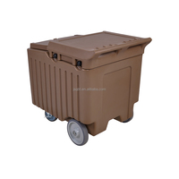 Glacière à glaçons avec couvercle coulissant isolé de qualité alimentaire, ustensiles de bar, chariot à glaçons commercial sur roues