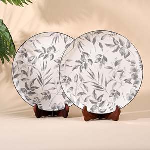 Assiettes de table en porcelaine ivoire, lot de 2, design minimaliste, nouveau modèle, 27,4 cm, vaisselle en céramique pour mariages, fêtes, hôtels, finition polie - Product Image 1