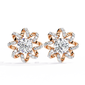 Boucles d'oreilles en or 18 carats brillantes avec diamant de laboratoire, boucles d'oreilles de qualité supérieure - Product Image 5