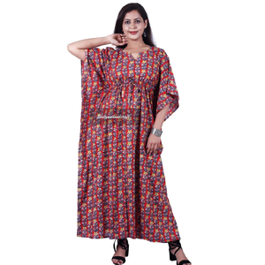 Caftán de algodón hecho a mano para mujer, vestido largo indio de alta calidad, en la playa para fiesta, talla libre - Product Image 1