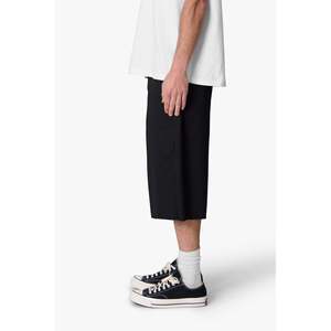 Shorts amples plissés noirs personnalisables avec logo OEM pour hommes, coupe décontractée, en coton et viscose, couleur unie, décontractés, respirants, pour l'été, fournisseur en gros - Product Image 2
