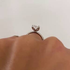IGI Certified White Gold Engagement <b>Ring</b> with Oval <b>Diamond</b> & Pave Band <b>Diamond</b> <b>Rings</b> - Product Image 6