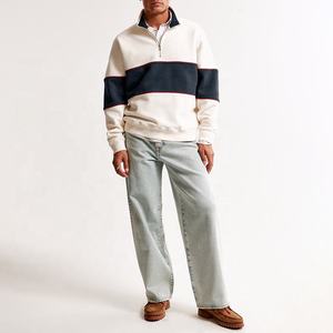 Sweat-shirt à col montant surdimensionné vintage en molleton, personnalisé OEM, 100% coton, 3D gaufré, 14 quarts, demi-zip, pour homme - Product Image 6