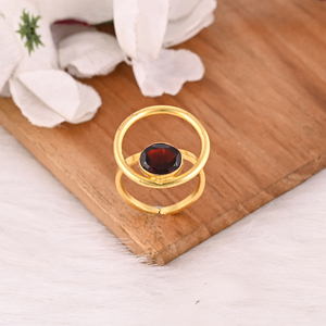 Anillo Ajustable de Plata de Ley 925 Más Vendido, con Piedra Preciosa de Granate de Mozambique, Chapado en Oro, Accesorios de Joyería al por Mayor, para Uso en el Dedo - Product Image 4