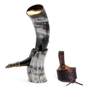 Cuerno Vikingo de Lujo Hecho a Mano con Detalles Metálicos, Reutilizable para Cerveza y Vino, Estilo Guerrero Antiguo, Artesanía para Fiestas - Product Image 3