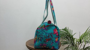 กระเป๋าผ้าคอตตอนลายพิมพ์ทำด้วยมือ, กระเป๋าทรงดัฟเฟิลกระเป๋าผ้าคอตตอนพิมพ์ลายดอกไม้ทัวร์ลายดอกไม้กระเป๋าเดินทางสุดหรูทนทาน | กระเป๋ายิมโยคะสะพายไหล่ - Product Image 3