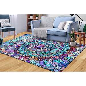 Tapis effet vitrail, Tapis imprimé moderne, Tapis de salon, Tapis en velours de luxe - Product Image 2