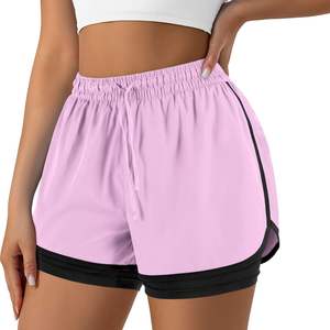 Pantalones cortos de mujer, pantalones cortos de compresión sólidos lisos, pantalones cortos de Entrenamiento Personalizados, ropa deportiva de secado rápido para gimnasio con cintura con cordón - Product Image 6