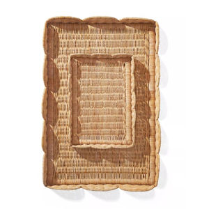 Plateau de service en rotin fait main plateau de rangement décoratif en osier tissé floral élégant et écologique pour la décoration intérieure café restauration - Product Image 5