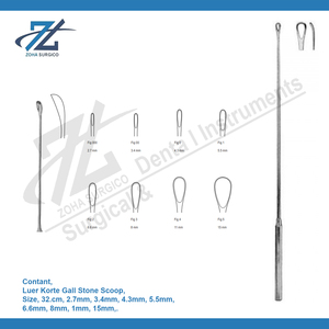 Luer-Koerte Gall Stone Scoop 5,5mm 32.cm Básico Quirúrgico Acero inoxidable Gall Stone Forcep Luer Korte Scoop Eliminación de piedras de Gall - Product Image 2
