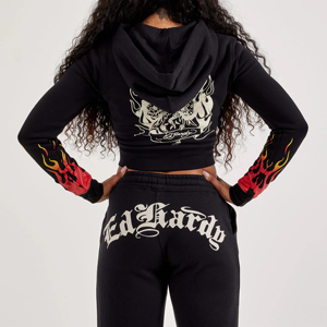 Sweat à capuche pour femme, sweat à capuche court avec strass, sweat à capuche de haute qualité avec impression DTF, sweat à capuche sur mesure, sweat à capuche pour soirée, sweat à capuche court - Product Image 2