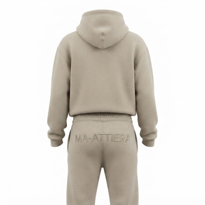 <b>Womens</b> <b>Cream</b> Beige Hoodie Tracksuit Set <b>Fleece</b> Pullover Jogger Pants Matching Casual Activewear Loungewear Outfit Modern - Product Image 4