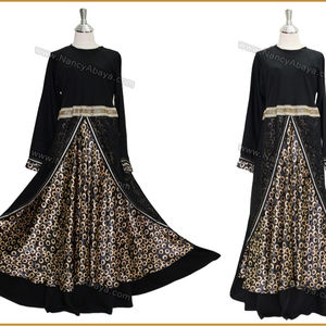 New Fashion Women Muslim Dress Puffy Sleeves Printed Abaya 2023 Kaftan Moroccan Dresses - Product Image 1