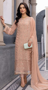 Nouvelle collection de costumes cousus en georgette lourde de style pakistanais avec broderie - Product Image 3