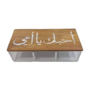 High Quality Flexible Design Acrylic <b>Chocolate</b> <b>Box</b> Mop Inlay Wooden Lid 3 Compartment Handcrafted Vietnam for Ramadan Eid Gift - Product Image 4
