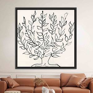 Impression d'arbre d'Henri Matisse : œuvre d'art abstraite minimaliste sur toile, toile encadrée noire - Product Image 1