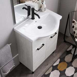 65cm White Oak <b>Floor</b>-Standing Bathroom Cabinet with Ravenna Sink and <b>Mirror</b> Bathroom Sets - Product Image 3