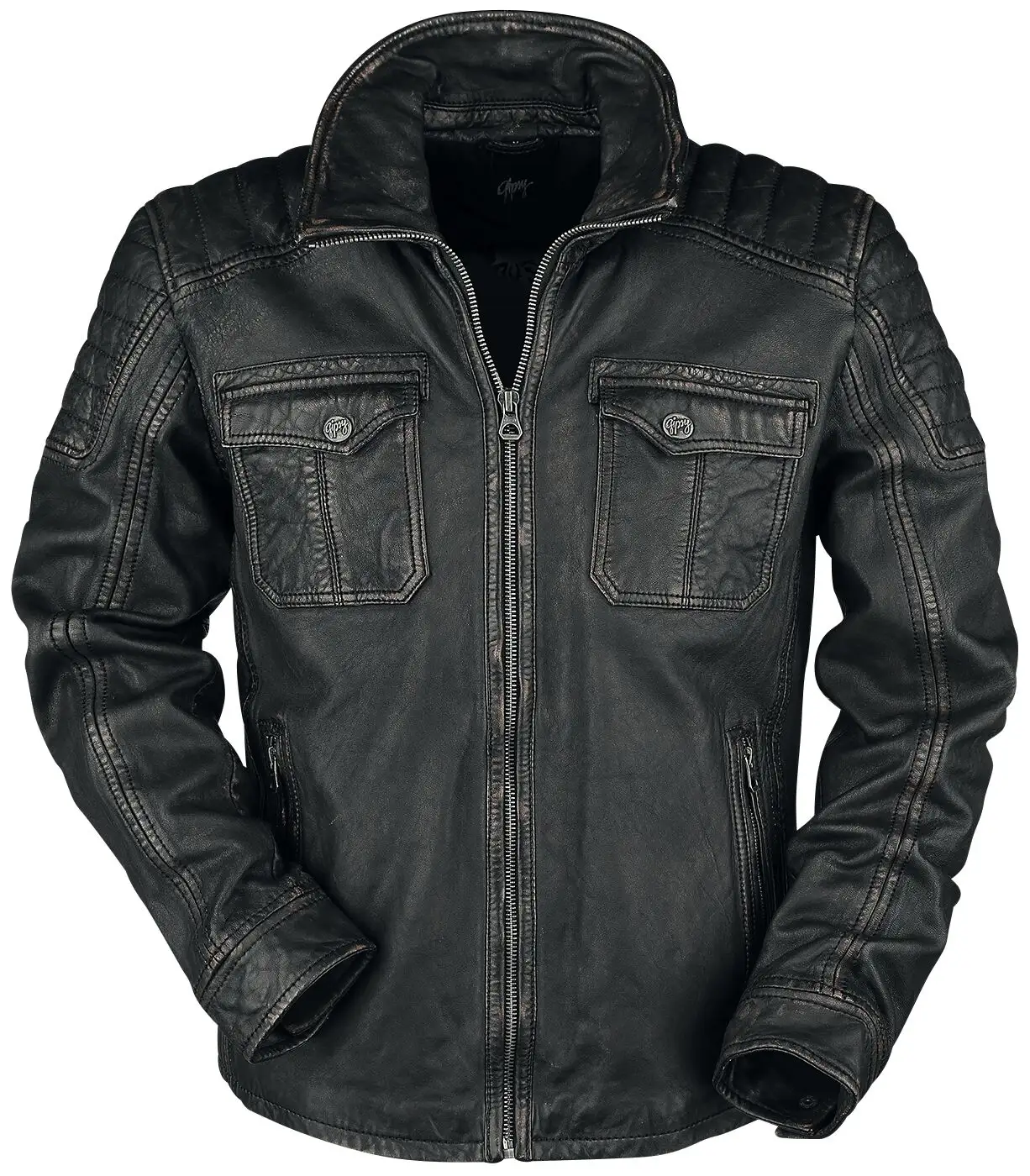 Personalizado al por mayor Negro estilo antiguo de cuero genuino motocicleta cortavientos chaquetas al aire libre para los hombres con servicio personalizado OEM