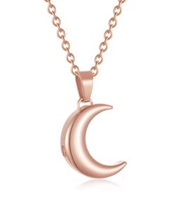 Collares de urna de luna de oro rosa para cenizas urna de recuerdo de cremación de acero inoxidable para cenizas humanas conmemorativas para mujeres y hombres tamaño personalizado - Product Image 1