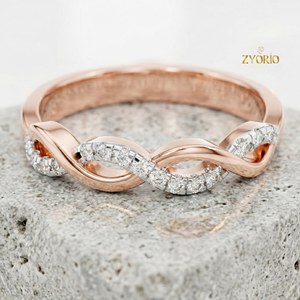 <b>Infinity</b> Wave 14K GOLD Lab Grown Diamond Ring Women Elegant Twisted Band Wedding Jewelry - Product Image 4