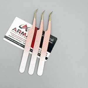 Pince à épiler d'extension de cils pailletés à 45 degrés en acier inoxydable, excellente isolation, prise en main forte, pointe dorée - Product Image 4