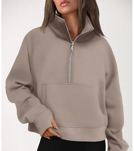 Sweat à capuche pour femme avec demi-zip et manches longues, fabriqué en tissu doux et confortable pour un usage quotidien décontracté, facile à porter - Product Image 3