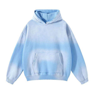 Customized Drop Shoulder Men's Distressed Hoodie Long Sleeve Heavyweight Hoodie <b>Plain</b> Street-wear Loose Fit Casual <b>Hoodies</b> Men - Product Image 4